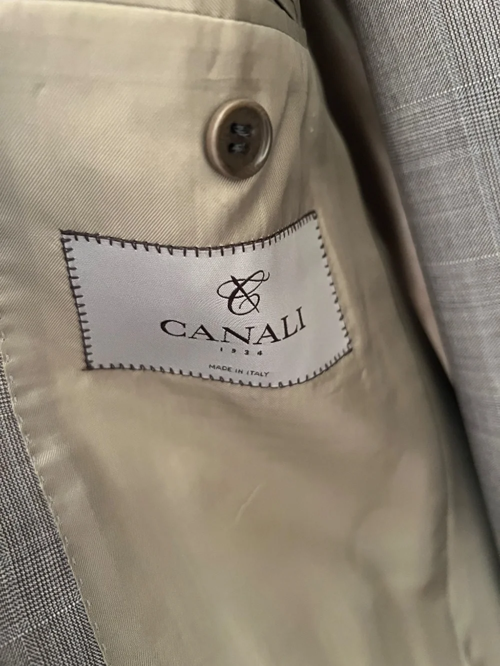 Canali 1934 Men's Wool Gray Glen Check 2-Piece Suit Made In Italy , Size 42R